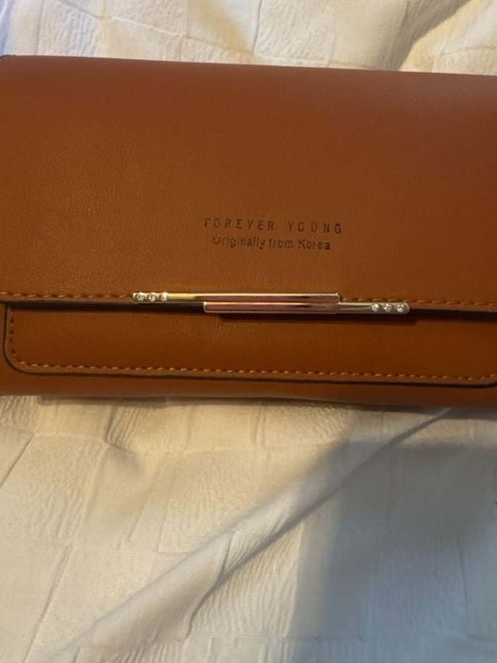 Forever Young Crossbody Wallet Phone Bag Brown PU Leather